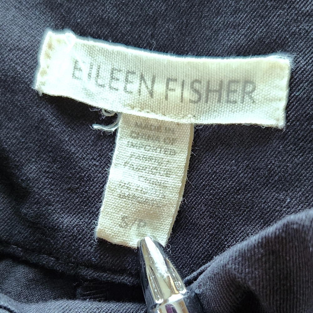 Eileen Fisher Organic Cotton Stretch Cropped Ankle Trouser Pant Black, Size S - Picture 7 of 9